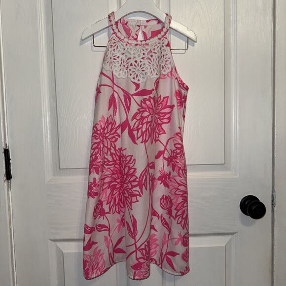 Lilly Pulitzer Other - Lilly Pulitzer GIRLS MINI PEARL SHIFT DRESS Pink Crochet Size 12